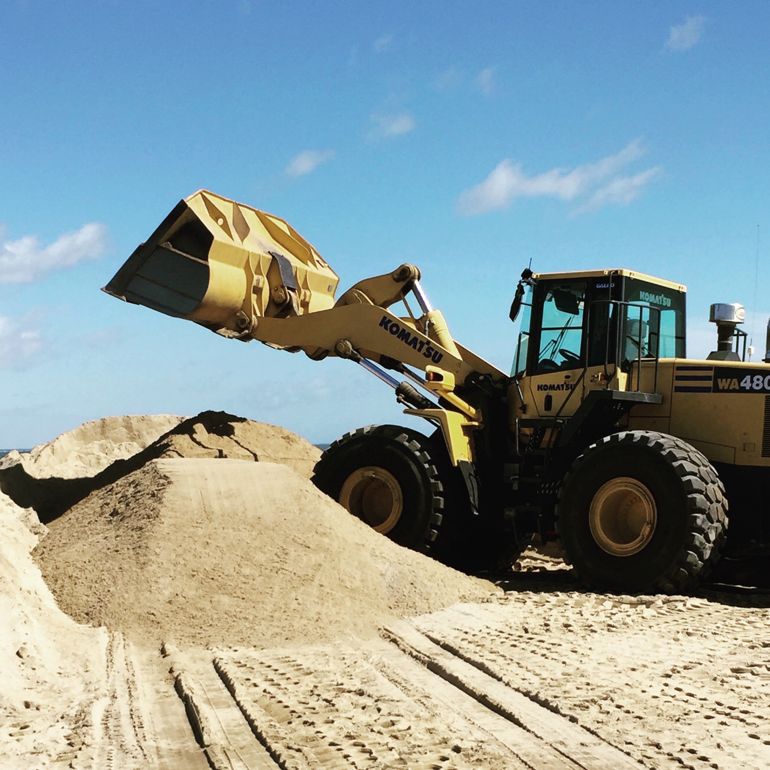 Both trucked and dredged sand was spread on the Spit in March.